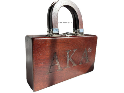 Handcrafted AKA Etched Wooden Handbag
