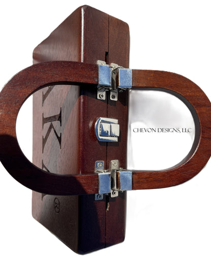 Handcrafted AKA Etched Wooden Handbag